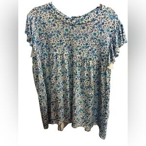 Boutique Floral Blue and White Women's Top